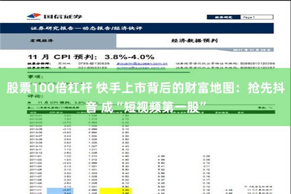 股票100倍杠杆 快手上市背后的财富地图：抢先抖音 成“短视频第一股”