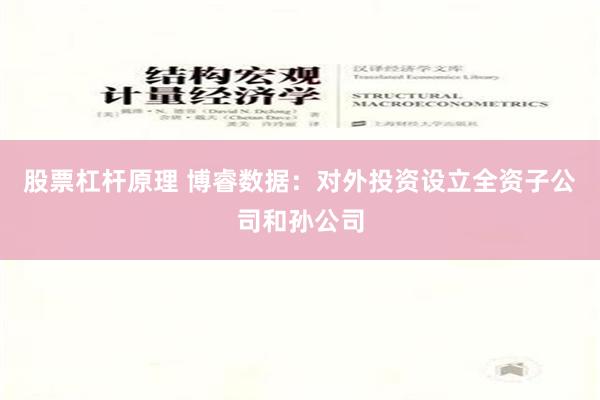 股票杠杆原理 博睿数据：对外投资设立全资子公司和孙公司